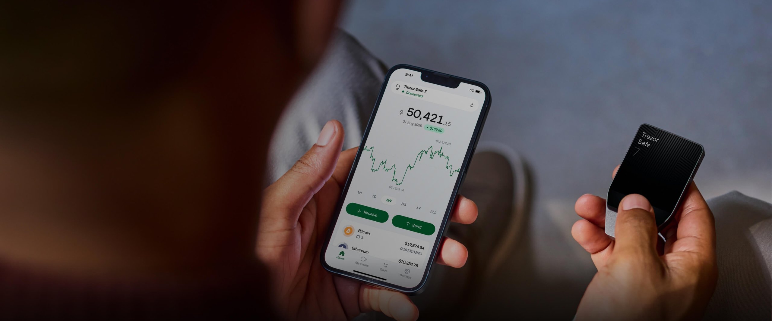 Trezor Suite app user interface on a laptop