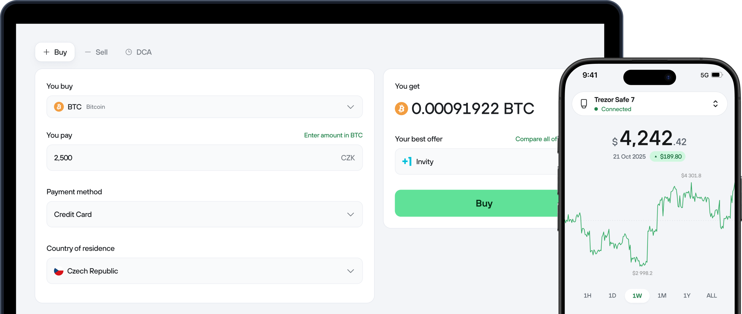 How to buy and sell Bitcoin in Trezor Suite app